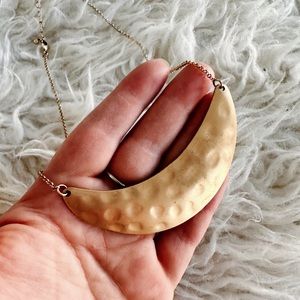 Half Moon Hammered Gold Necklace